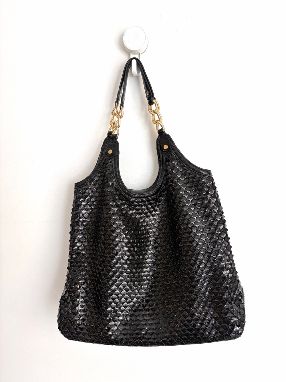 Cole Haan - Patent Leather Chunky Gold Chain Shoulder Bag - NWOT